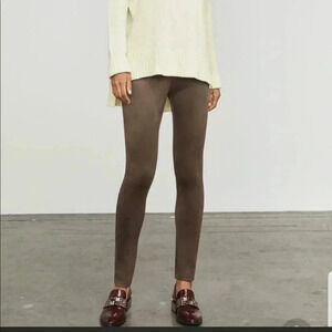 Brown Mason Faux Suede Pants Dark Fatigue Leggings